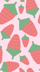 Cute pink strawberry fruit seamless pattern background wallpaper for summer berry juice packaging and kids apparel  © Nirailma Gallery