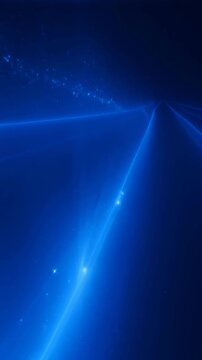 Abstract deep blue background with flowing light trails and particles, cosmic energy streaks, sci-fi futuristic atmosphere, digital motion backdrop