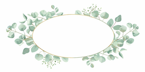 elegant circular wreath featuring watercolor eucalyptus leaves on transparent background greenery floral design botanical art nature inspired soft colors ornamental frame eco friendly © Ranajit