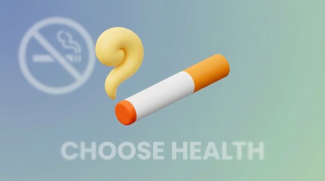 Cigarette and question mark icon for choose health concept isolated on white background