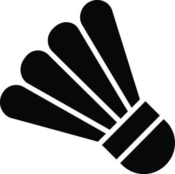 Black silhouette icon of a badminton shuttlecock sports equipment with shuttlecock, badminton