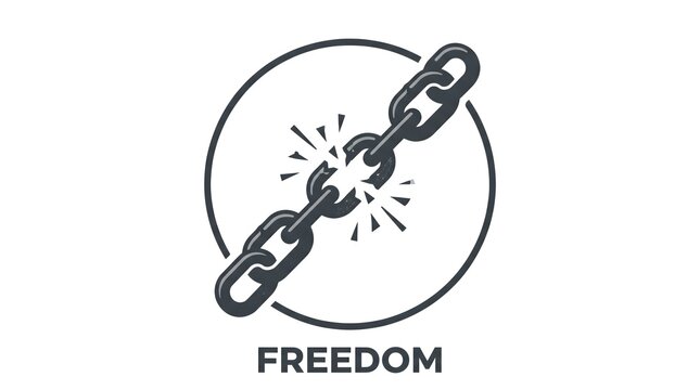 Illustration of a broken chain within a circle symbolizing freedom.