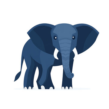 Cute elephant illustration in flat vector style isolated on white background