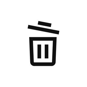 Trash can with open lid delete remove outline icon in minimalist style