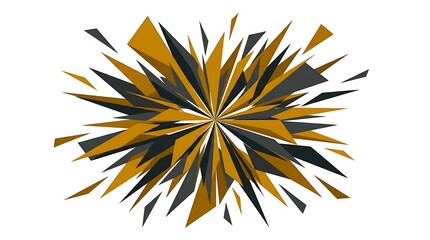 Fototapeta premium Abstract explosion of sharp gold and black geometric triangle shapes
