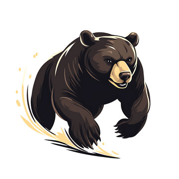 ute bear cartoon character illustration in flat vector style, adorable woodland animal isolated on white background