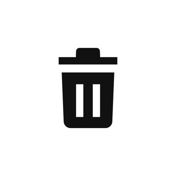 Trash can with rectangular handle delete remove solid icon in minimalist style