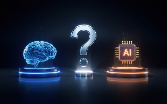 Human brain versus artificial intelligence chip concept