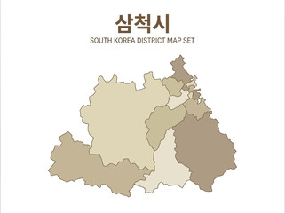 Fototapeta premium Samcheok-si South Korea Administrative District Map Set