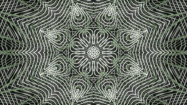 Abstract glowing white geometric mandala pattern on dark background an motion