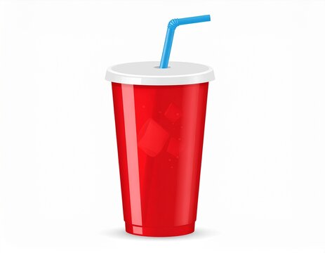 red plastic glass with straw