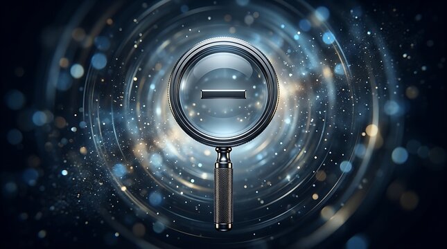 Zoom out concept with magnifying glass on digital blue background