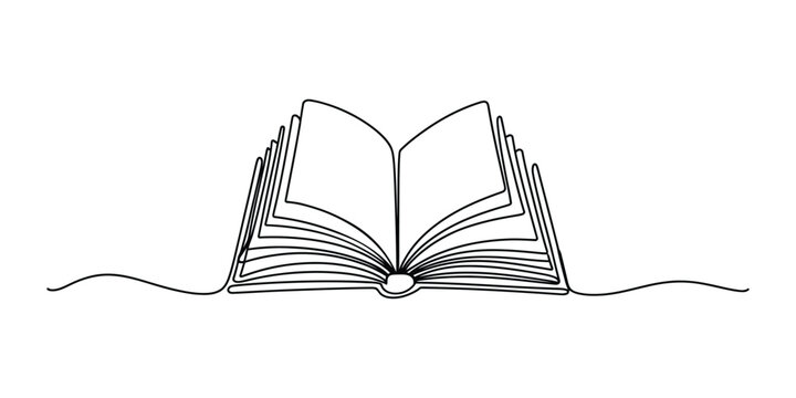 Open book continuous line drawing icon