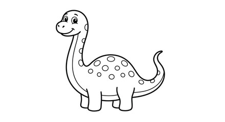 Brachiosaurus dinosaur illustration black and white line drawing on white background © Sonjita