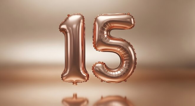 Rose gold 15th birthday celebration number 15 balloon decoration