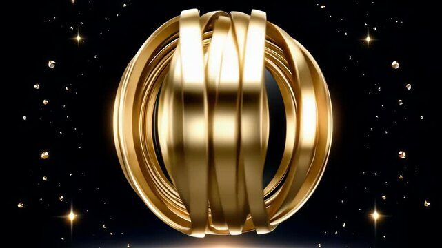 Golden circular frame with sparkles