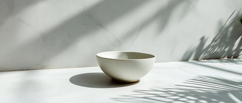 Minimalist light green bowl on a smooth surface with soft shadows