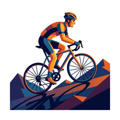 Fototapeta premium Cyclist riding a mountain bike on a rocky trail during a day adventure