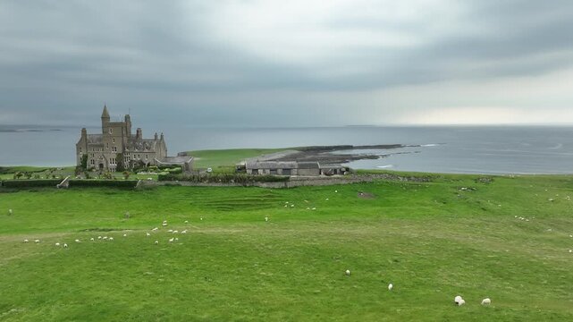lightning strike behind famous classiebawn castle in sligo ireland