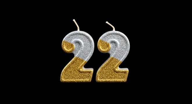 Birthday number 22 glittery candle decoration