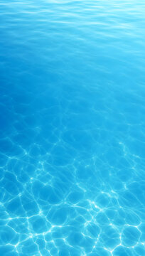 Clear Blue Water Surface Background with Ripples, Wave Texture, Transparent Aqua Pool Water, Summer Ocean and Underwater Nature Concept