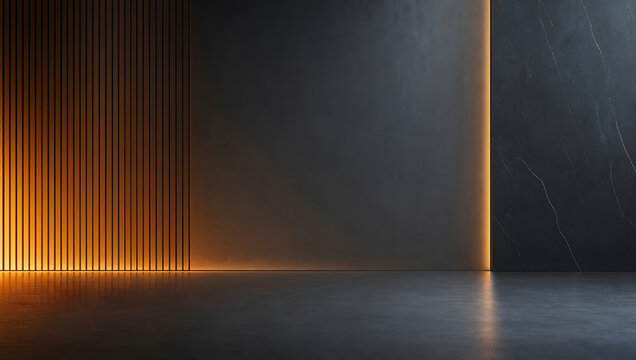 Empty Stage with Dramatic Spotlight Creating a Dark Atmospheric Scene for Creative Design Concepts