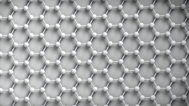 Tech Graphene nano Structure loop Spin Light. This nano technology 3D animation represents engineering at the molecular level.