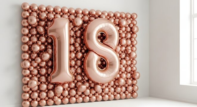 Rose gold 18th birthday decorations balloon mosaic number '18' f