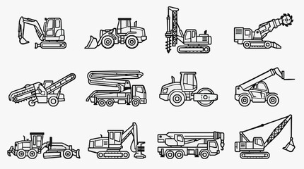 Obraz premium Construction Equipment Lineup Illustration.