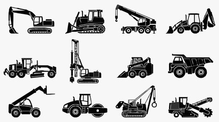 Obraz premium Construction Equipment Lineup Illustration.
