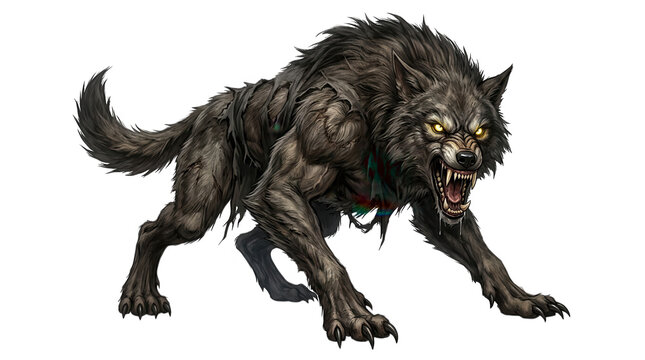 Angry Werewolf Beast Isolated on Transparent Background