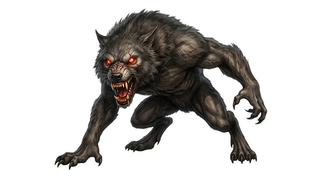 Fierce Werewolf Monster Isolated on Transparent Background