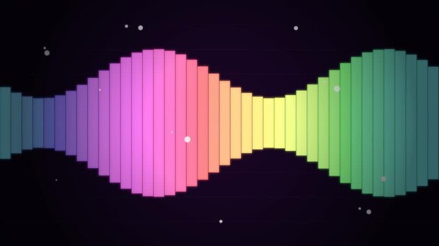 Abstract Digital Sound Wave Visualization with Pulsing Rainbow Gradient Spectrum.