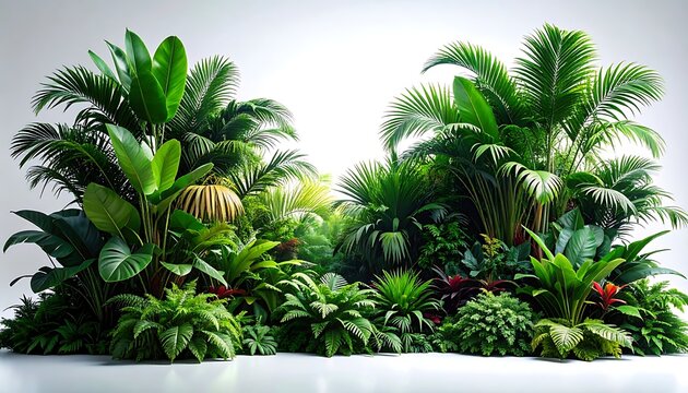 Lush Tropical Rainforest Plants Arrangement.