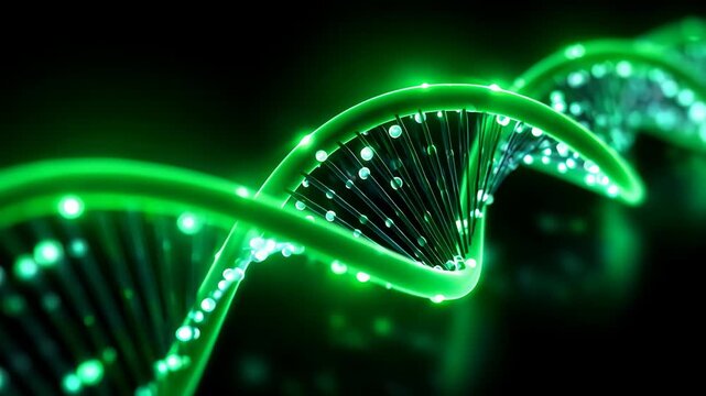 Green glowing DNA double helix