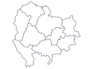 Fototapeta premium Outline Map of Uttarakhand State Districts in India
