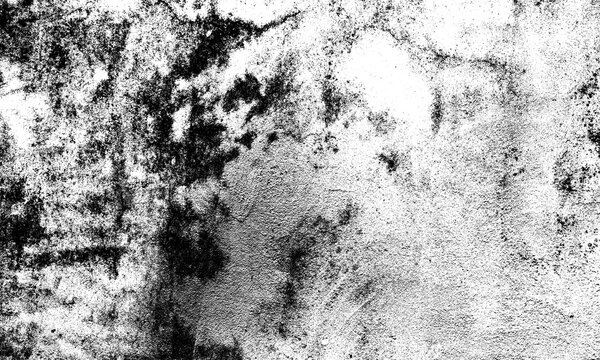 Grungy concrete wall texture with dark distressed stains and weathered surface pattern isolated on transparent background