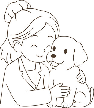 Veterinarian Caring for a Puppy Outline