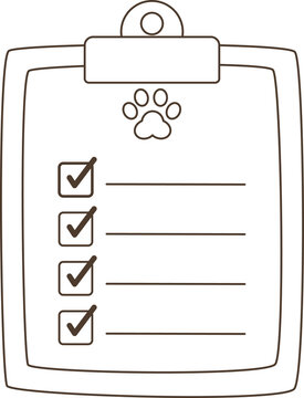 Clipboard with Paw Print and Checklist Outline