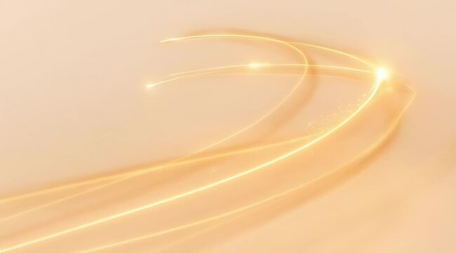 golden light streaks moving in a circular path, soft glowing motion blur, elegant flow animation, energy trails for tech, luxury, and digital presentations