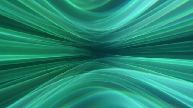 エメラルドグリーンと青緑色のクリーンエネルギーの波が流れる次世代の抽象的な背景