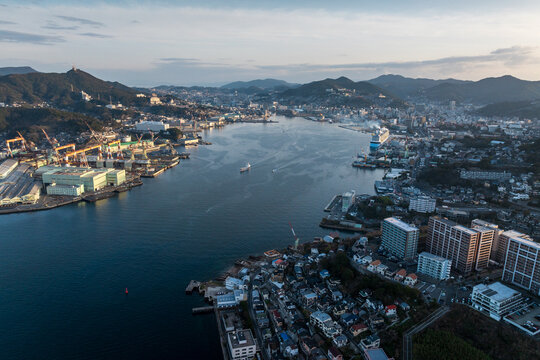 Nagasaki Port Bay City Architectural Skyline Scenery