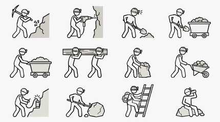 Obraz premium Construction Workers Handling Mining Equipment.