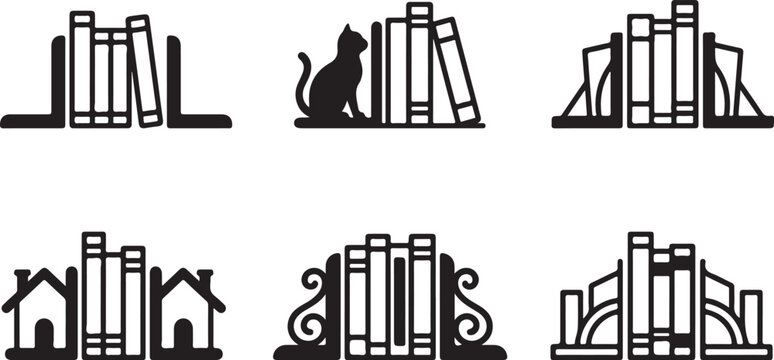 Creative bookends with various fun and decorative designs Vector