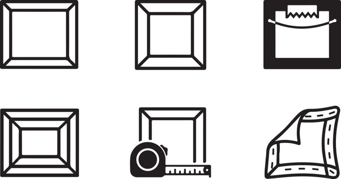 Flat icons set of window frames and measuring tape Vector