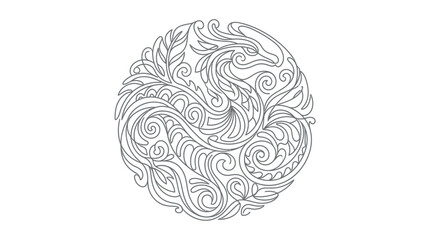 Fototapeta premium Abstract Phoenix Bird Design in Circular Line Art Style