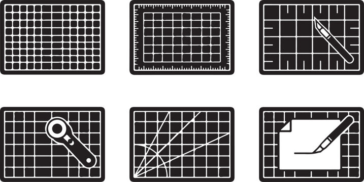 Illustrated drafting tools on graph paper background Vector