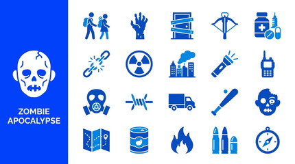 Zombie apocalypse survival and halloween horror icon set © Choco