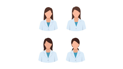 Obraz premium Set of four female doctor or nurse avatars with various hairstyles, professional medical staff icons.