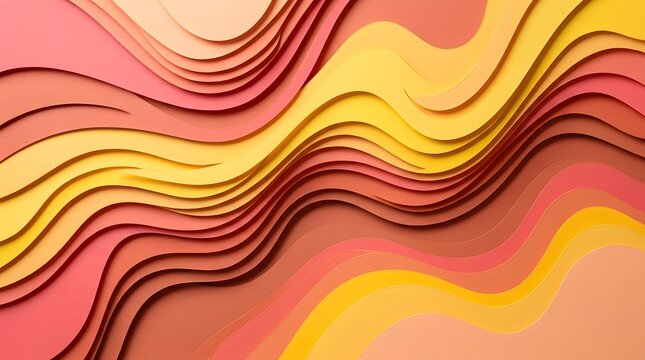 Vibrant abstract paper art showcasing undulating layers in a warm color palette